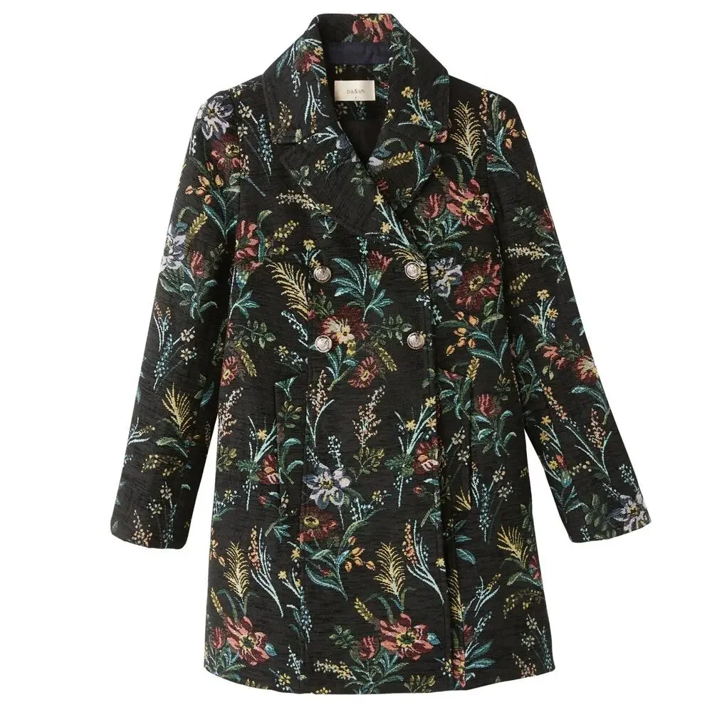 Ba&sh Wylie Floral Tapestry Coat Double Breasted Jacquard Brocade Jacket, XS - Picture 16 of 16